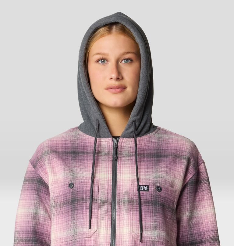 Women's Plusher Microchill Lined Shacket, Color: Dark Daze Ombre Buffalo Check, image 4