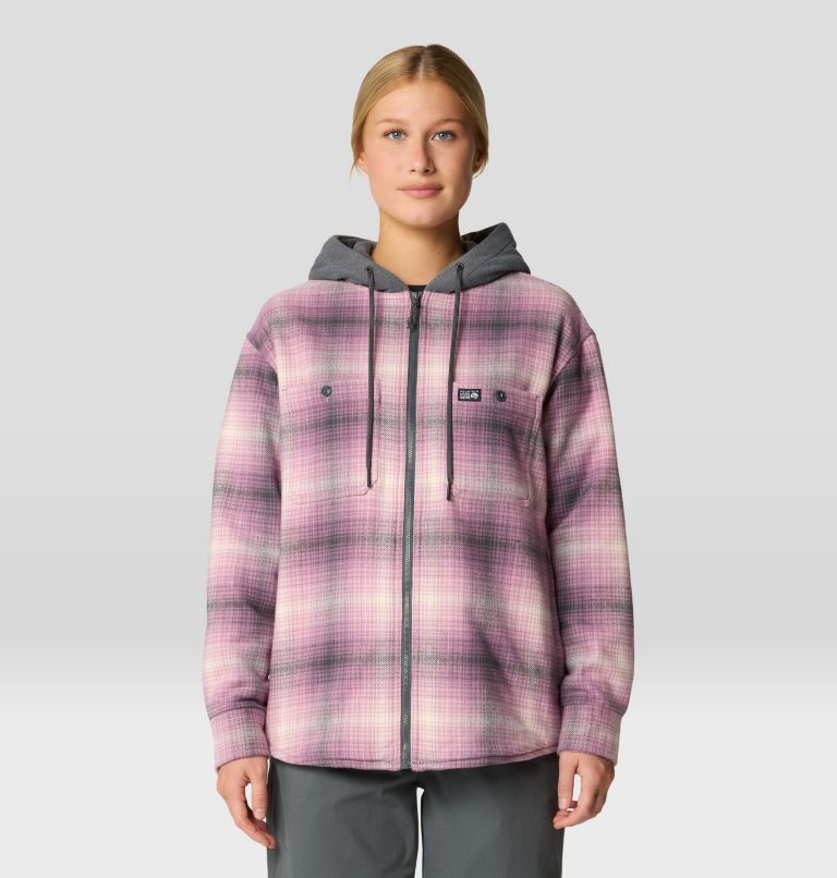 Women's Plusher Microchill Lined Shacket, Color: Dark Daze Ombre Buffalo Check, image 6