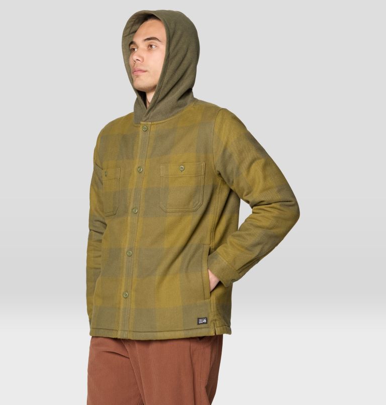 Men's Plusher Microchill Lined Shacket, Color: Combat Green Tatanka Check, image 4