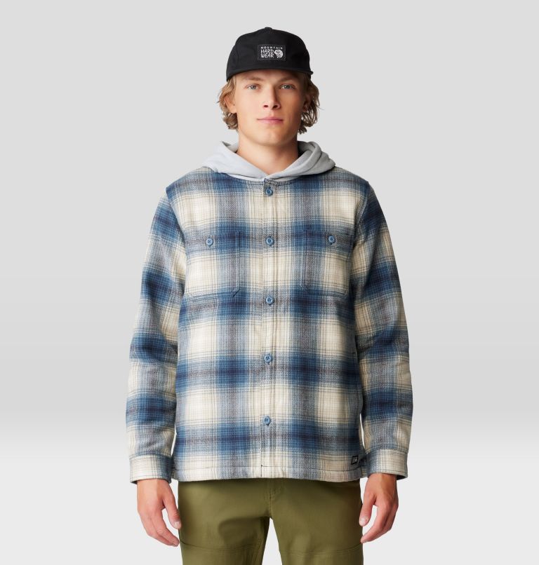 Men's Plusher Microchill Lined Shacket, Color: Adriatic Blue Ombre Buffalo Check Print, image 6