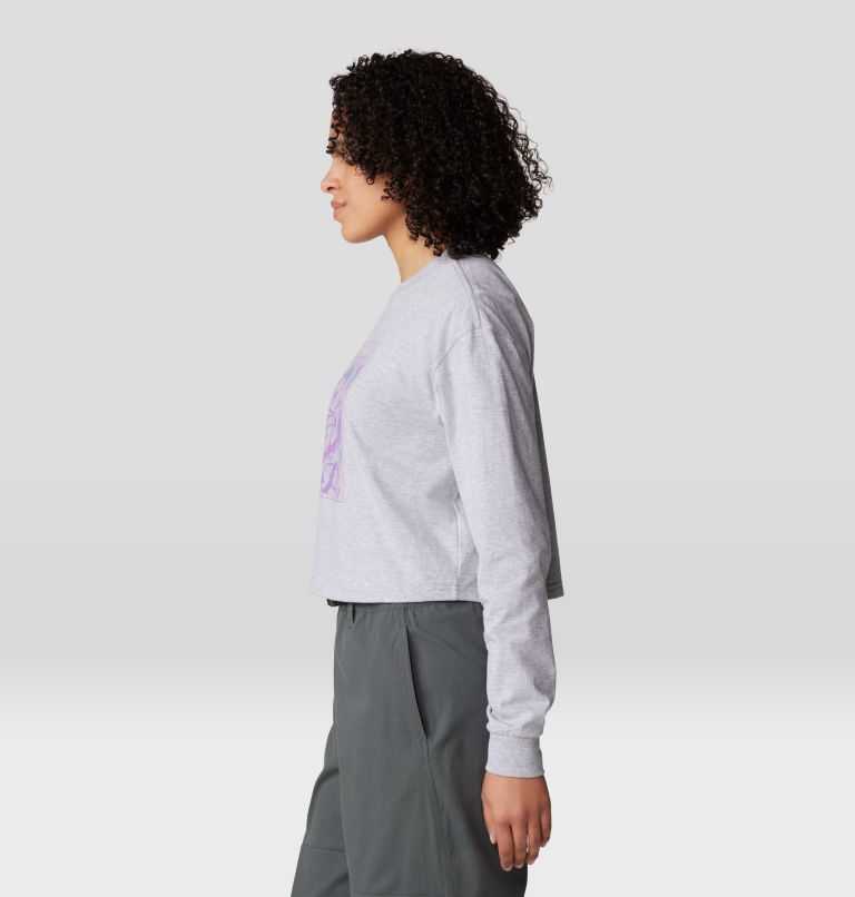 Women's Wild Flowers Boxy Crop Long Sleeve, Color: Hardwear Grey Heather, image 3