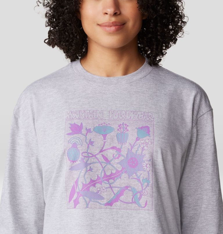 Women's Wild Flowers Boxy Crop Long Sleeve, Color: Hardwear Grey Heather, image 4