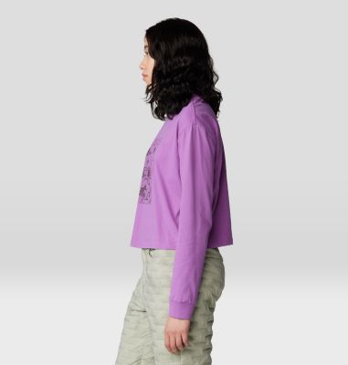 Women's Wild Flowers Boxy Crop Long Sleeve, Color: Lilac Glow, image 3