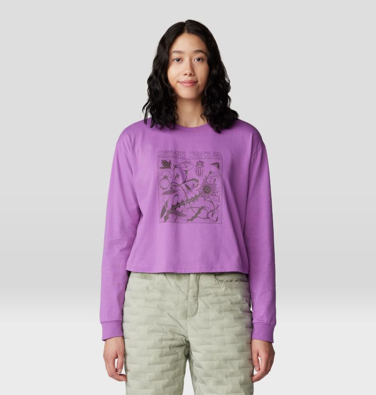 Women's Wild Flowers Boxy Crop Long Sleeve, Color: Lilac Glow, image 1