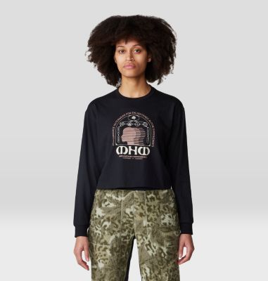 Women's Experiences Boxy Crop Long Sleeve, Color: Black, image 1