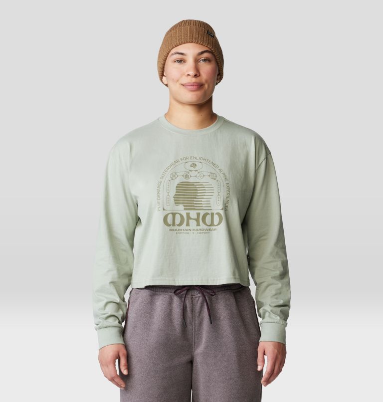 Women's Experiences Boxy Crop Long Sleeve, Color: White Sage, image 5