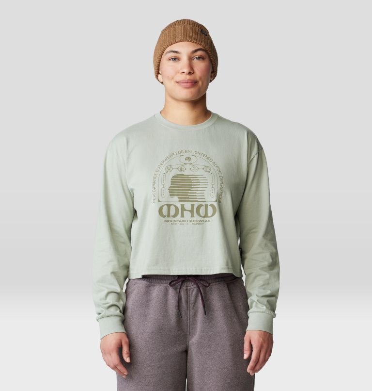 Women's Experiences Boxy Crop Long Sleeve, Color: White Sage, image 1