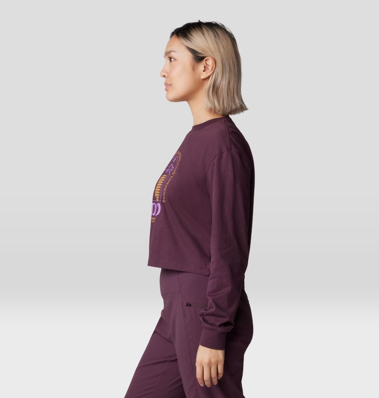 Women's Experiences Boxy Crop Long Sleeve, Color: Blackberry, image 3