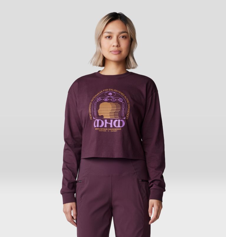 Women's Experiences Boxy Crop Long Sleeve, Color: Blackberry, image 5