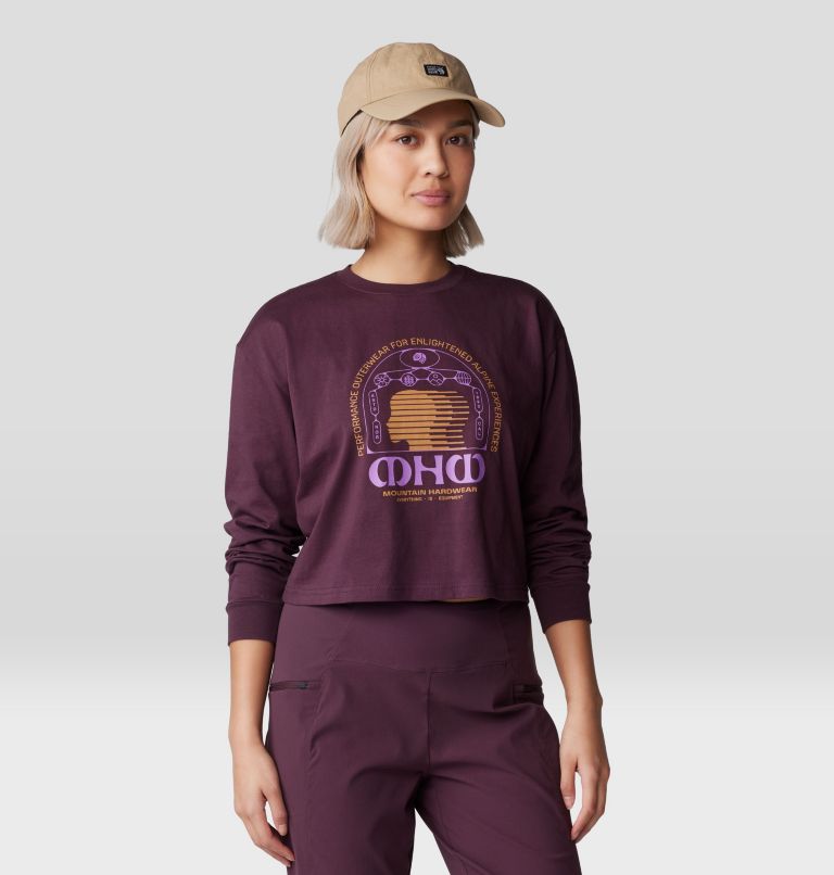 Women's Experiences Boxy Crop Long Sleeve, Color: Blackberry, image 6