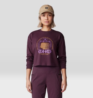 Women's Experiences Boxy Crop Long Sleeve, Color: Blackberry, image 5