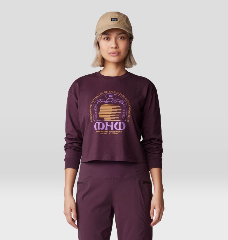 Women's Experiences Boxy Crop Long Sleeve, Color: Blackberry, image 1