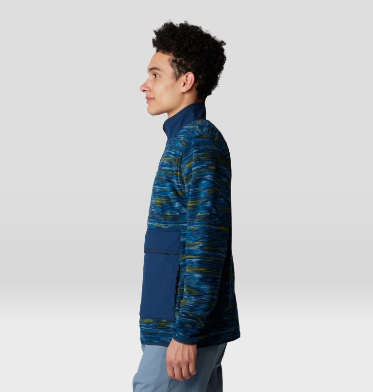 Men's Microchill Snap Pullover, Color: Dark Caspian Stria Print, image 3