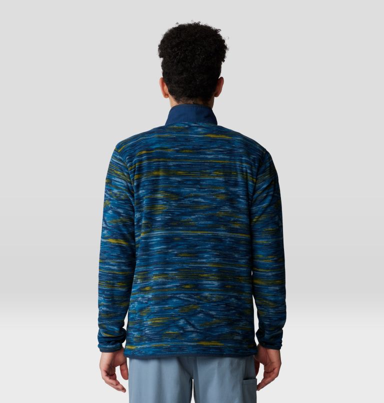 Men's Microchill Snap Pullover, Color: Dark Caspian Stria Print, image 2