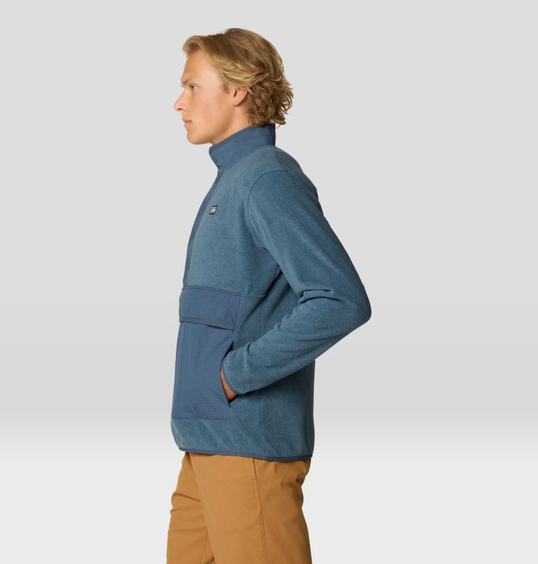 Men's Microchill Snap Pullover, Color: Moon Blue Heather, image 4
