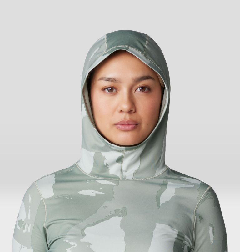 Women's Butter Up Long Sleeve Hoody, Color: White Sage Snowdrifts Print, image 4