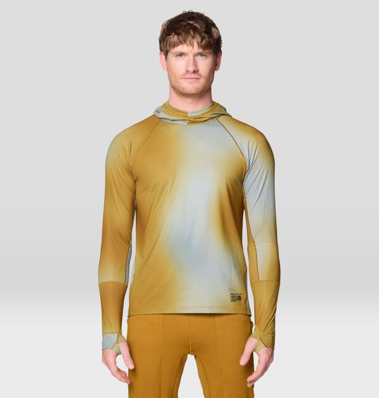 Men's Butter Up Long Sleeve Hoody, Color: Olive Gold Ombre Print, image 4