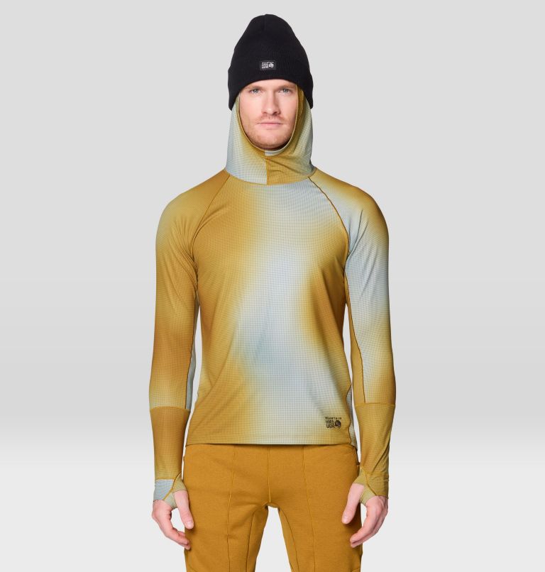 Men's Butter Up Long Sleeve Hoody, Color: Olive Gold Ombre Print, image 1