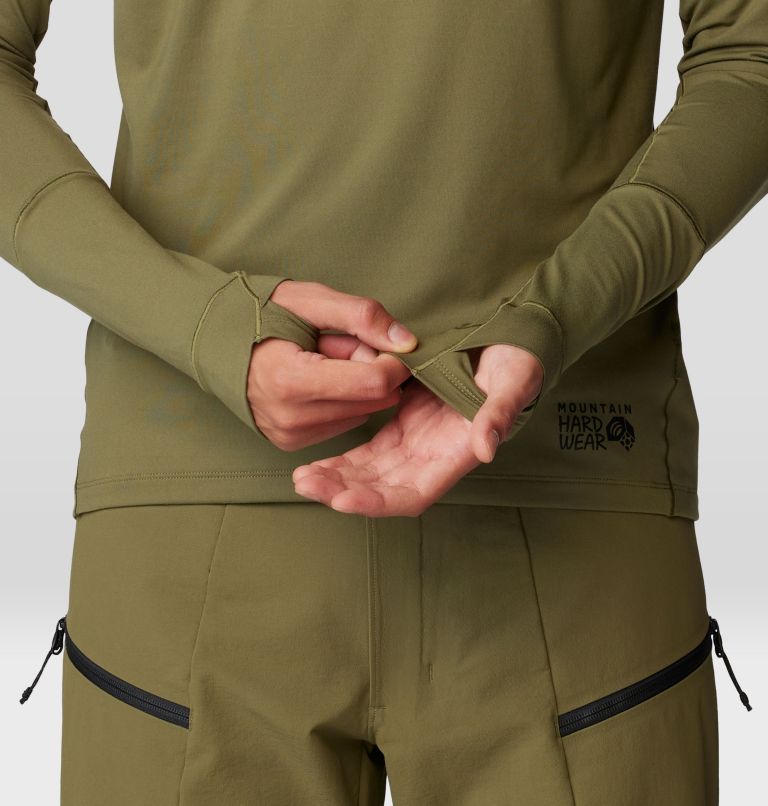 Men's Butter Up Long Sleeve Hoody, Color: Combat Green, image 5
