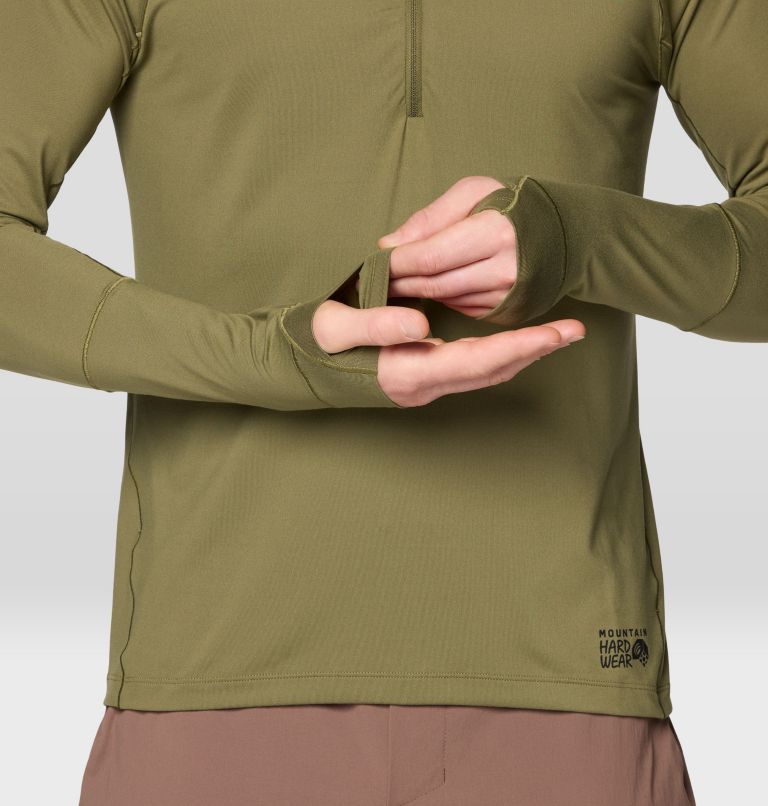 Men's Butter Up Long Sleeve Half Zip, Color: Combat Green, image 5