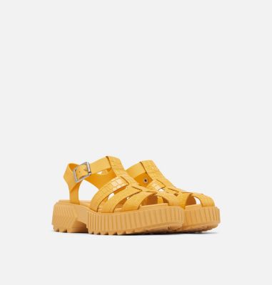 Women's ONA Streetworks Fisherman Mid Flat Sandal, Color: Yellow Ray, Pilsner, image 2