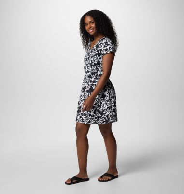 Women's Chill River Print Wrap Dress, Color: Black Popflorid, image 3