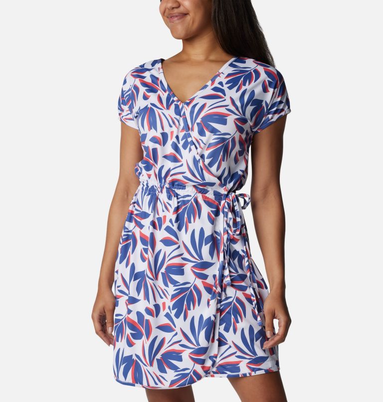Women's Chill River Print Wrap Dress, Color: White Areca, image 6
