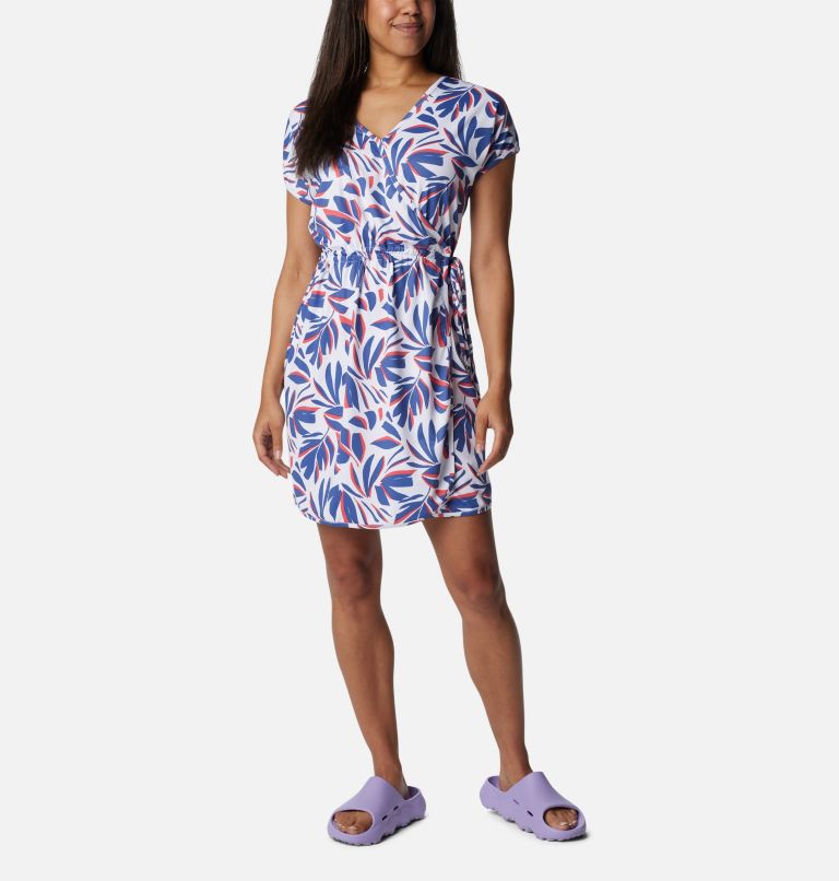 Women's Chill River Print Wrap Dress, Color: White Areca, image 1