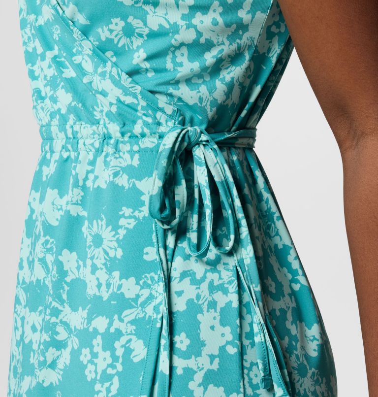 Women's Chill River Print Wrap Dress, Color: Teal Popflorid, image 5