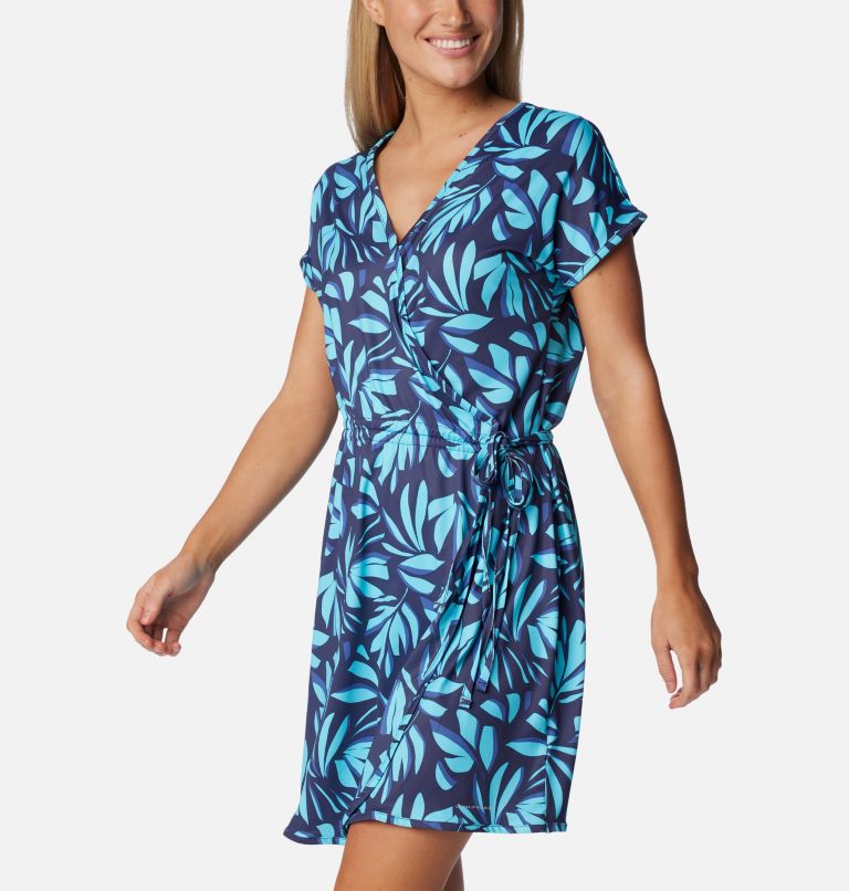 Robe portefeuille imprimée Chill River pour femme, Color: Aquamarine Areca, image 6