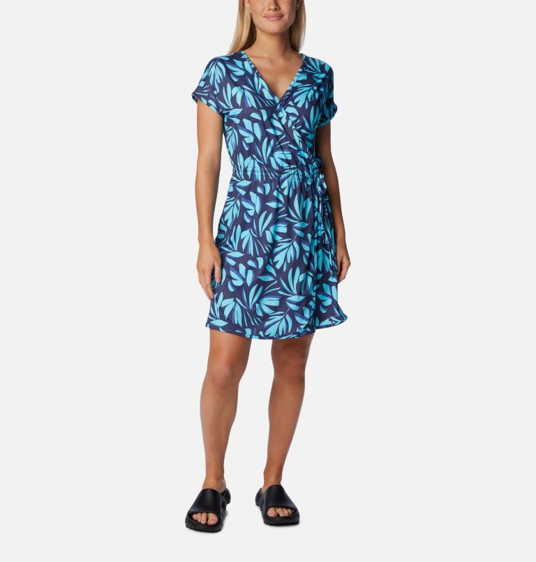 Robe portefeuille imprimée Chill River pour femme, Color: Aquamarine Areca, image 1