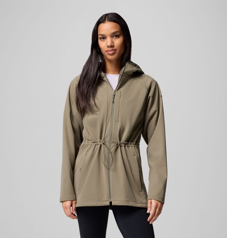 Women's Flora Park II Softshell Jacket, Color: Stone Green, image 1