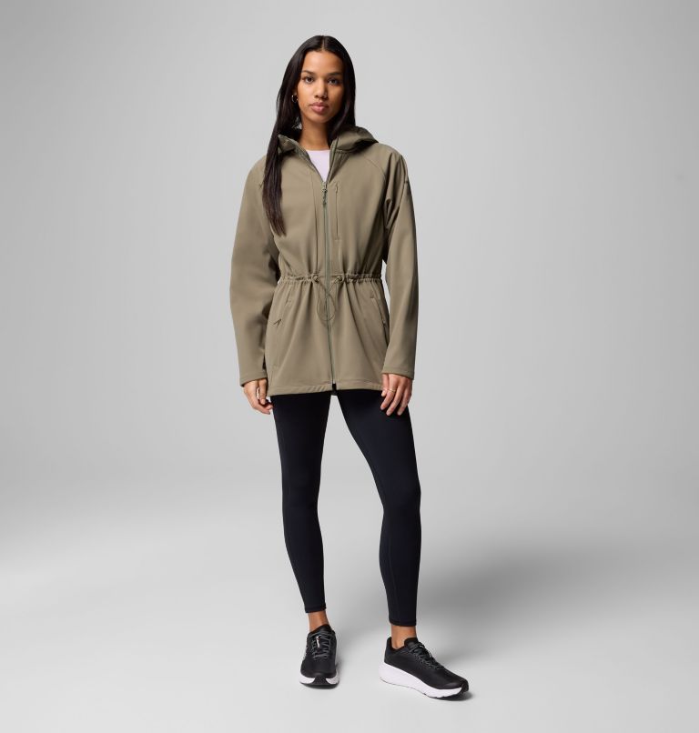 Women's Flora Park II Softshell Jacket, Color: Stone Green, image 2