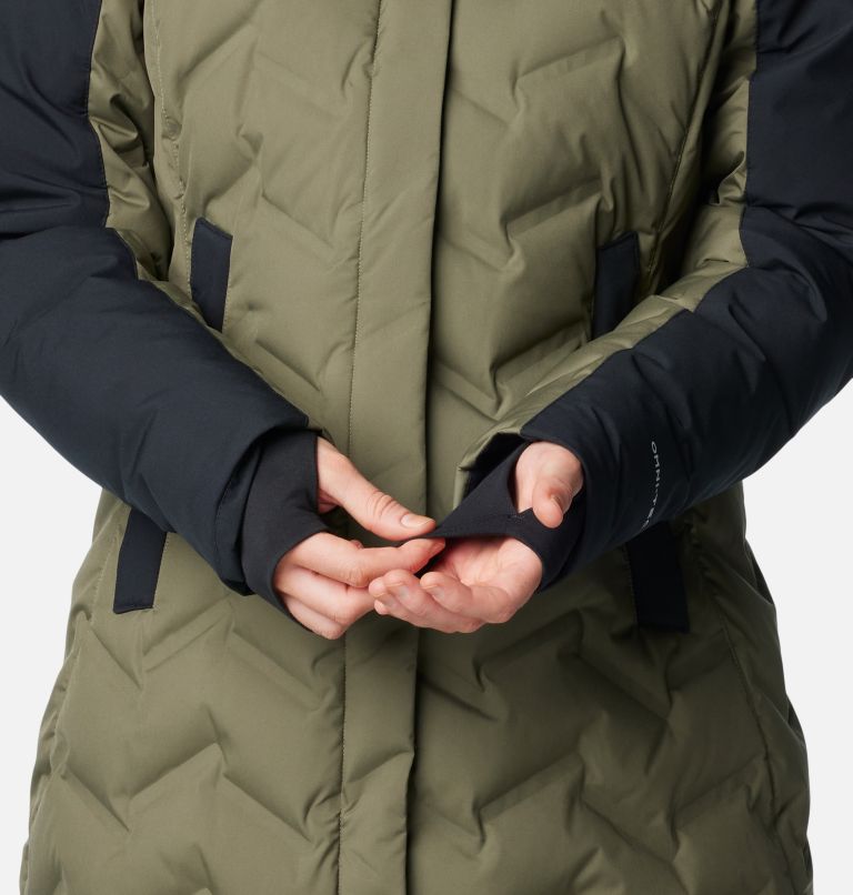 Women's Mountain Croo III Waterproof Hooded Mid Down Jacket, Color: Stone Green, Black, image 8