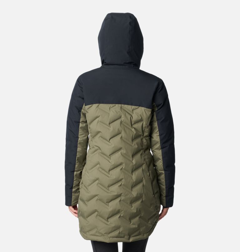 Women's Mountain Croo III Waterproof Hooded Mid Down Jacket, Color: Stone Green, Black, image 2