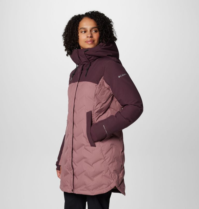 Women's Mountain Croo III Waterproof Hooded Mid Down Jacket, Color: Fig, Moonvista, image 4