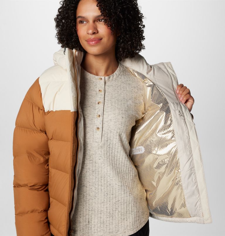 Chaqueta acolchada de plumón con capucha Bulo Point III para mujer, Color: Camel Brown, Dark Stone, image 9
