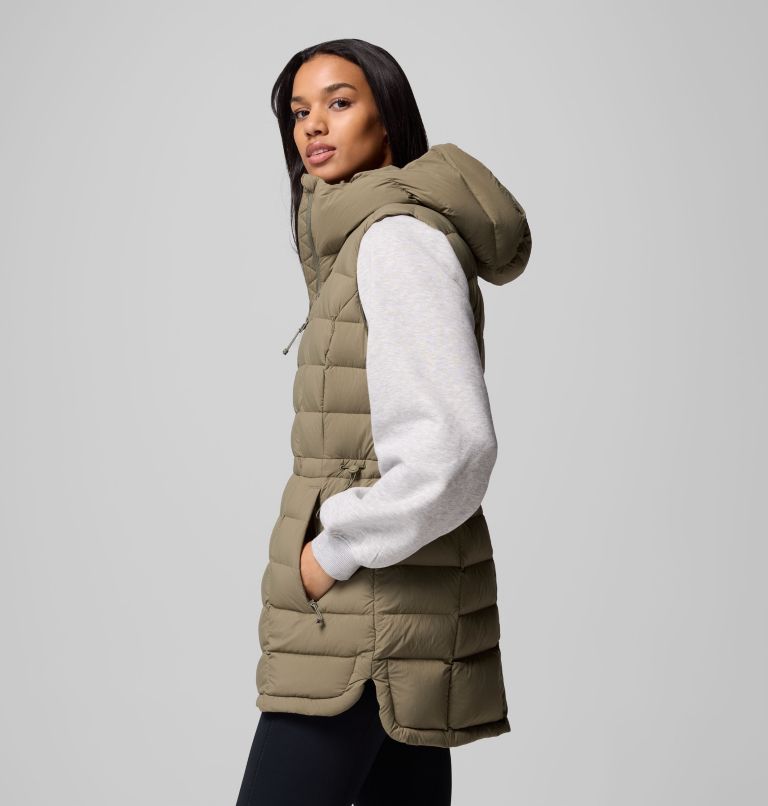 Women's Ardenwood Mid hooded Down Vest, Color: Stone Green, image 4