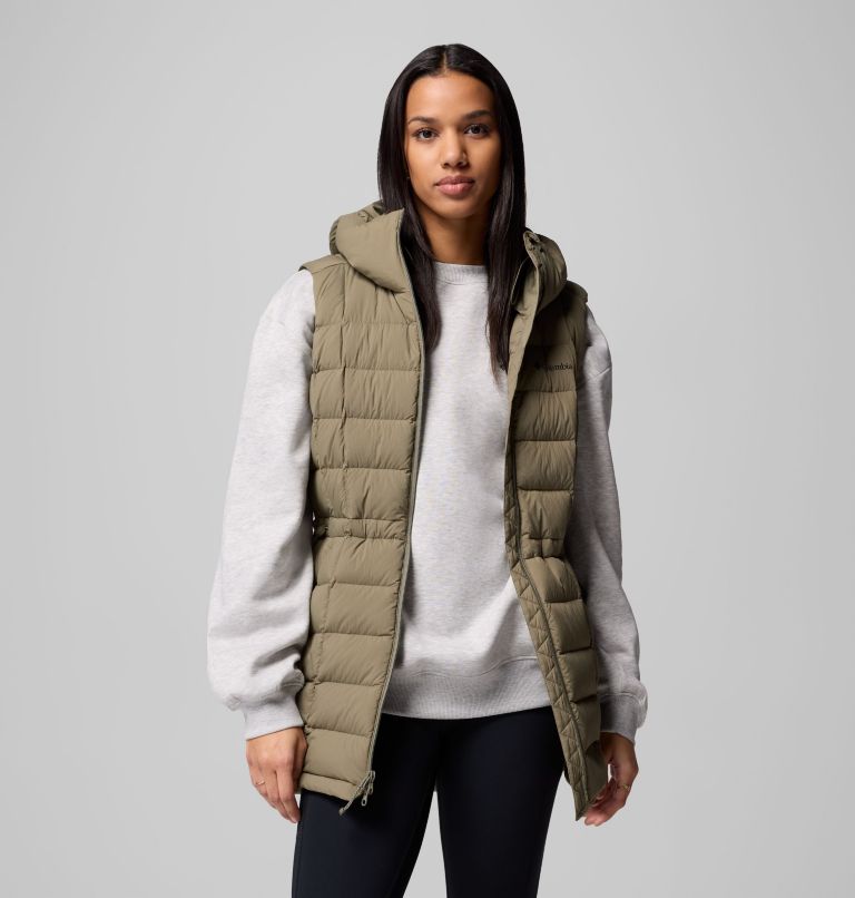Women's Ardenwood Mid hooded Down Vest, Color: Stone Green, image 5