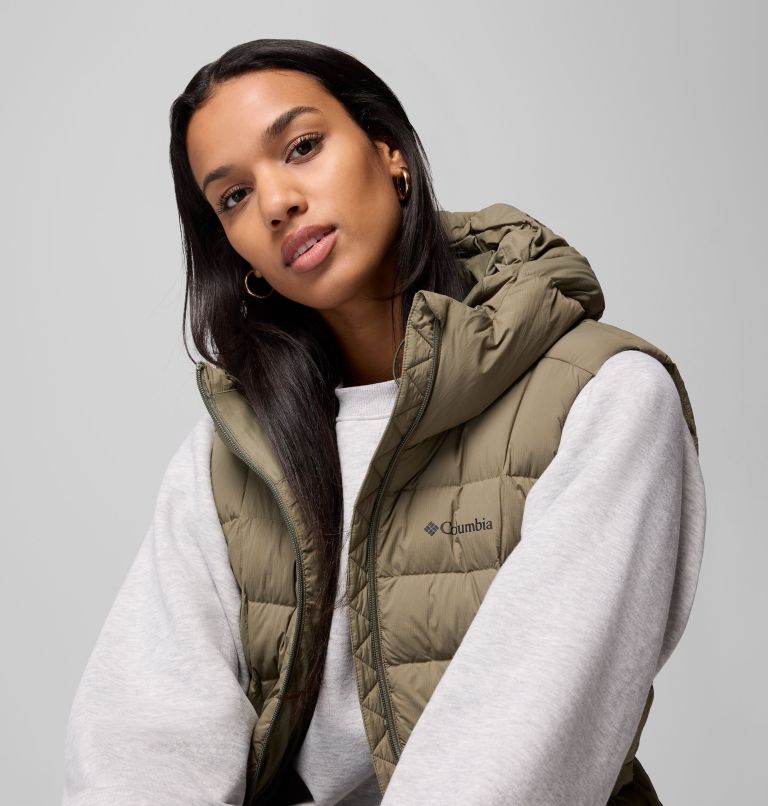 Women's Ardenwood Mid hooded Down Vest, Color: Stone Green, image 6
