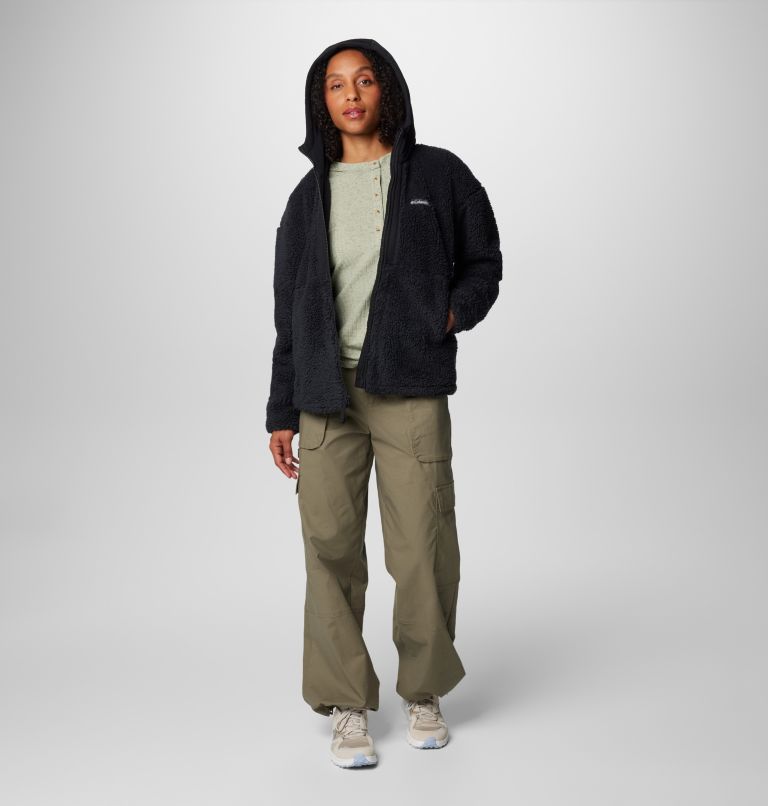 Women's Boundless Discovery Hooded Sherpa Fleece Jacket, Color: Black, image 3