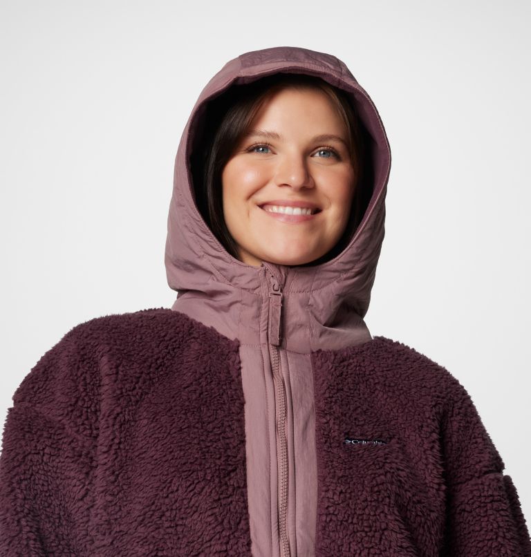 Women's Boundless Discovery Hooded Sherpa Fleece Jacket, Color: Moonvista, Fig, image 5