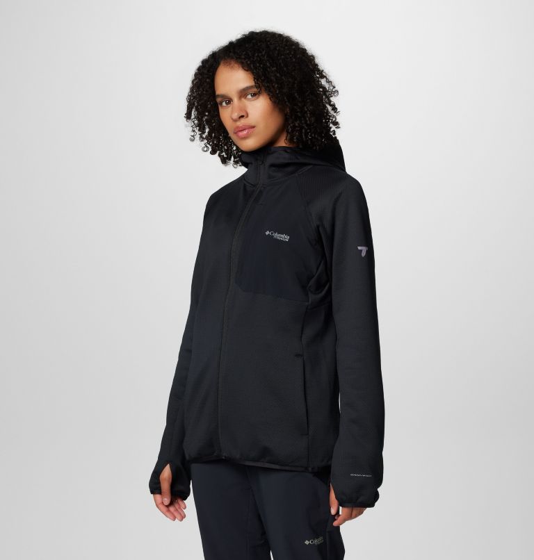 Women's Triple Canyon Grid Fleece Hooded Full Zip Jacket, Color: Black, image 4