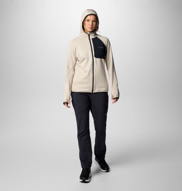 Women's Triple Canyon Grid Fleece Hooded Full Zip Jacket, Color: Dark Stone Heather, Black, image 3