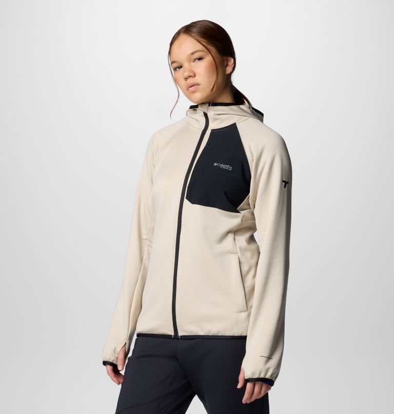 Women's Triple Canyon Grid Fleece Hooded Full Zip Jacket, Color: Dark Stone Heather, Black, image 4