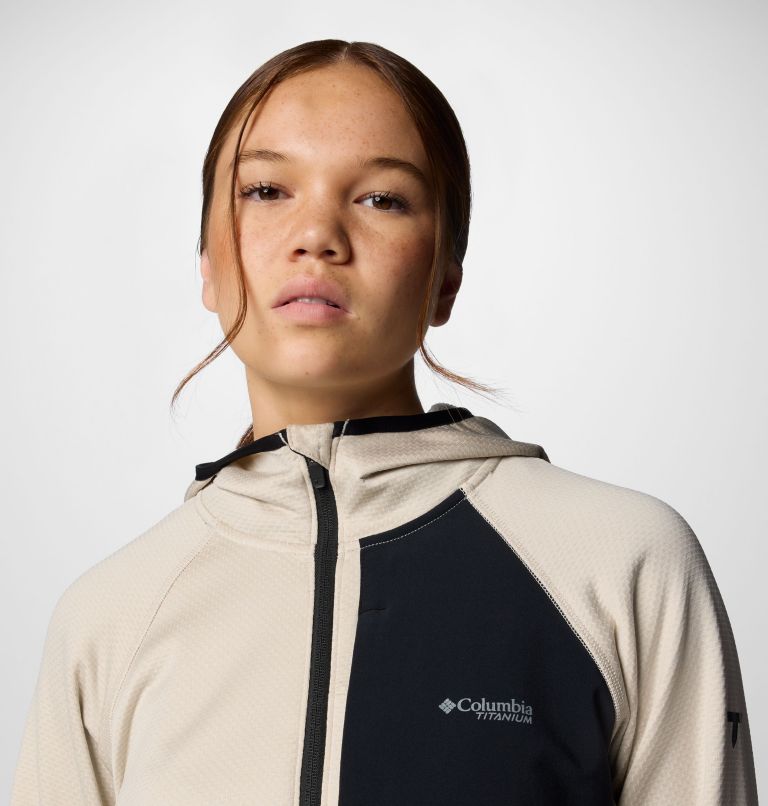 Women's Triple Canyon Grid Fleece Hooded Full Zip Jacket, Color: Dark Stone Heather, Black, image 5