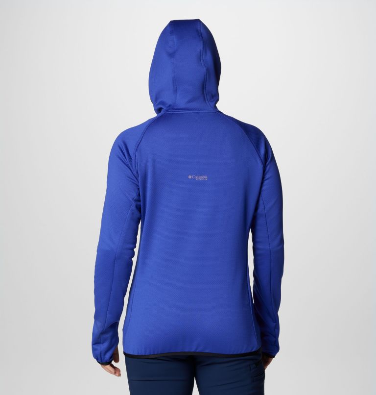Women's Triple Canyon Grid Fleece Hooded Full Zip Jacket, Color: Clematis Blue, Black, image 2