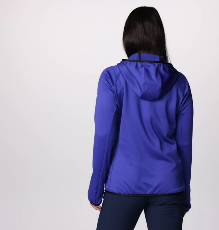 Women's Triple Canyon Grid Fleece Hooded Full Zip Jacket, Color: Clematis Blue, Black