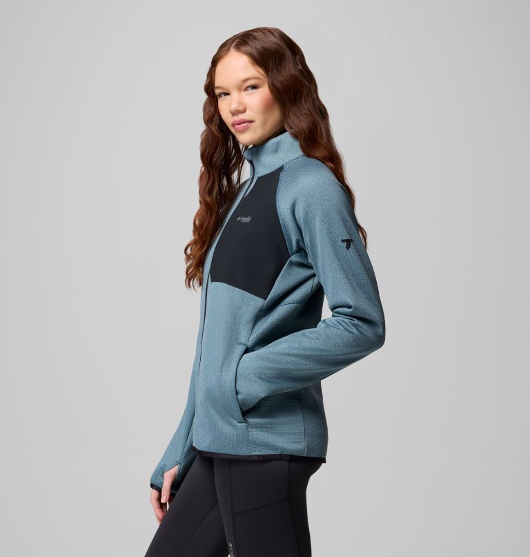 Women's Triple Canyon Grid Fleece Full Zip Jacket, Color: Everblue, Black, image 4