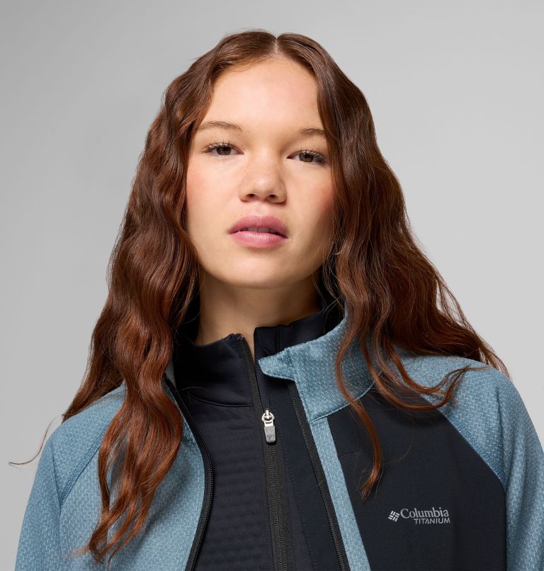Women's Triple Canyon Grid Fleece Full Zip Jacket, Color: Everblue, Black, image 7